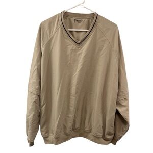 Men's Pro Tour Performance Golf Pullover Windbreaker Beige Color Size XL